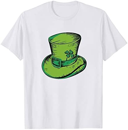 Зелена Капа Печатени Маици За Жени 2023 Свети Свети Патрикс Ден Мода Краток Ракав Екипажот Блузи Повик Удобни Блузи