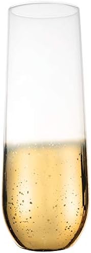 Кујна Лукс 10оз Хајбол Тамблерс-Комплет од 6 Чаши за Пиење-Проѕирно Стакло Со Златен Раб-Вино, Истрели, Коктели, Шампањ, Чаши За Сите Намени, Елегантен Дизајн Без Стеб?