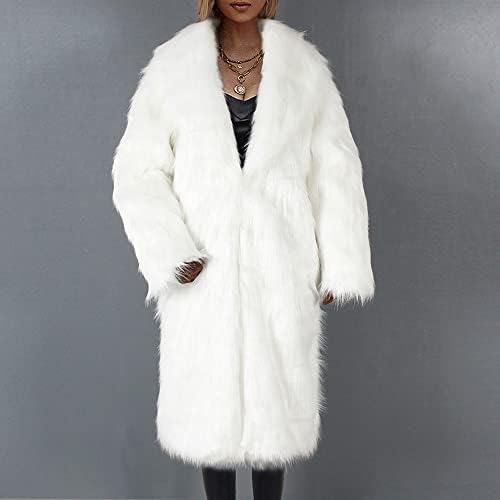 Narhbrg 2022 Long Faux Fur Cout за женски долги лаптопи faux mink јакна од бушава палто гроздобер меки топла кардиган на надворешна облека