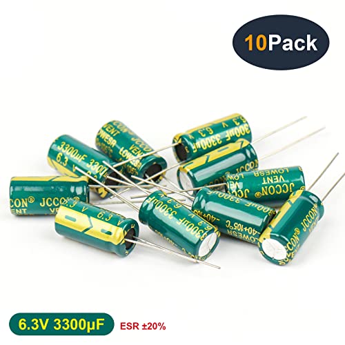 BeeyuiHF 33000UF MFD кондензатор 6.3V3300UF 10x20mm Алуминиум електролитички кондензатори ± 20% -40 ℃ до +105 ℃