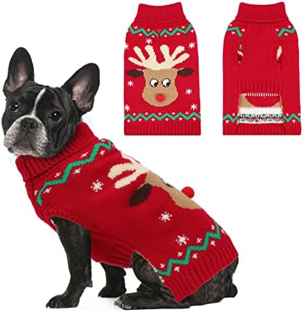 Џемпери за божиќни кучиња на Јупет, пулвер, ирваси снегулка Божиќна кучиња облека со поводник, класична облека за кучиња за кучиња