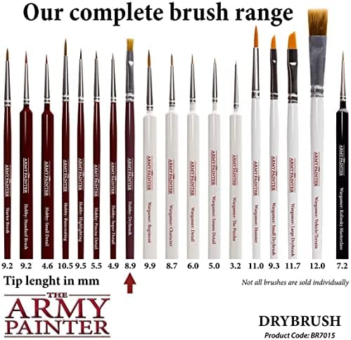 Четка за сликар на армијата: 3 парчиња Drybrush - хоби минијатурна четка за боја на модел сет со синтетичка најлонска коса - четки за модели
