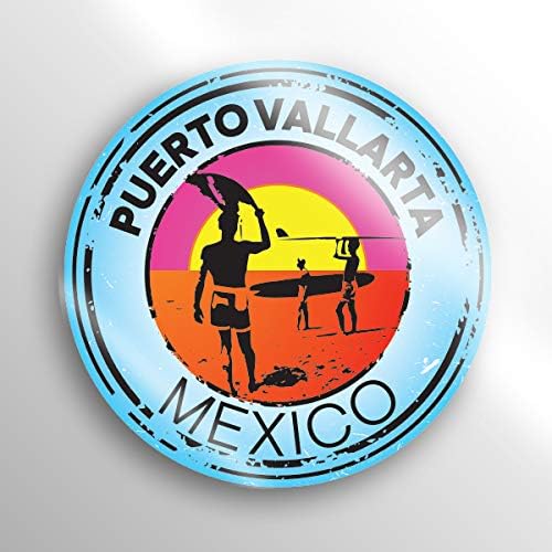 2-пакет Порто Ваallарта Мексико налепница за декорации | 3-инчен круг | Премиум за квалитет Винил налепница | УВ заштитен ламинат | PD1539