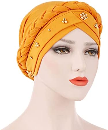 Womenените под шал хиџаб капа - муслимански капи кратки плетенки златни мониста исламски под шал капа капа за капаче на капа