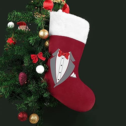Тукседо каросерија Божиќни чорапи порибување на Божиќни дрвја Санта украси што висат украси за одмор на камин 16,5 “