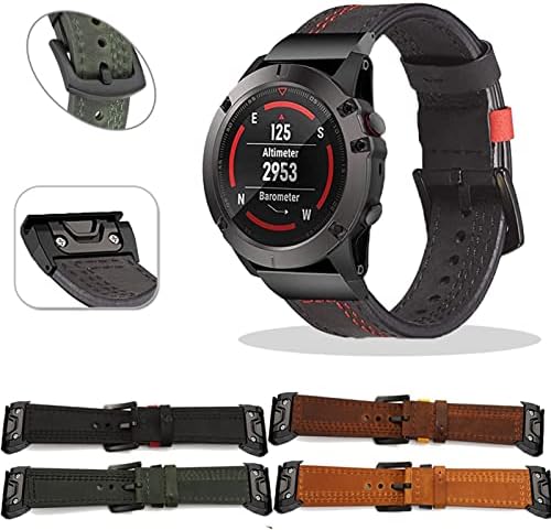 Daikmz за Garmin Fenix ​​5 5x Plus 6 6x Pro 3 HR Smart Watch Leather Band Straps Bracelet for Forerunner 935 945 Брзо вклопување на зглобот