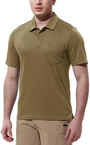 Gopune Men's Polo кошули со кратки ракави суви спортови на отворено голф кошули со џеб
