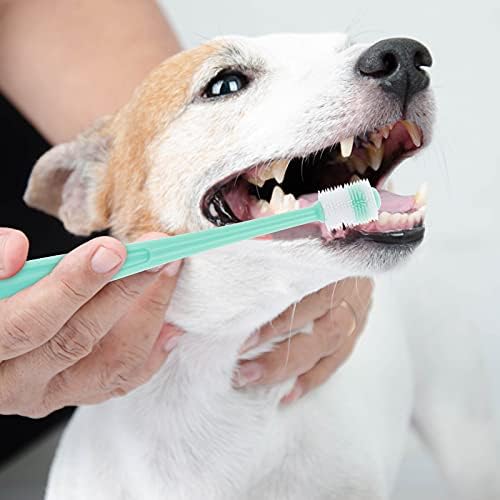 Молаин куче четка за заби 360 степени, 2 поставени силиконски рачки четки за заби за мачки со кутија за складирање, кученце