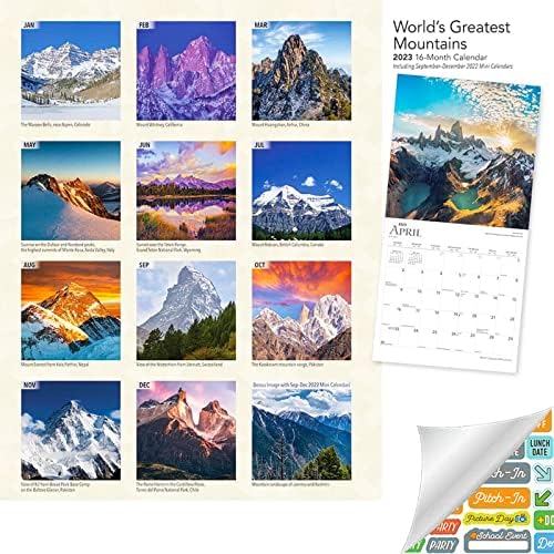 Величествен Планински Календар 2023 -- Делукс 2023 Светски Најголеми Планини Ѕид Календар Пакет Со Над 100 Календарски Налепници