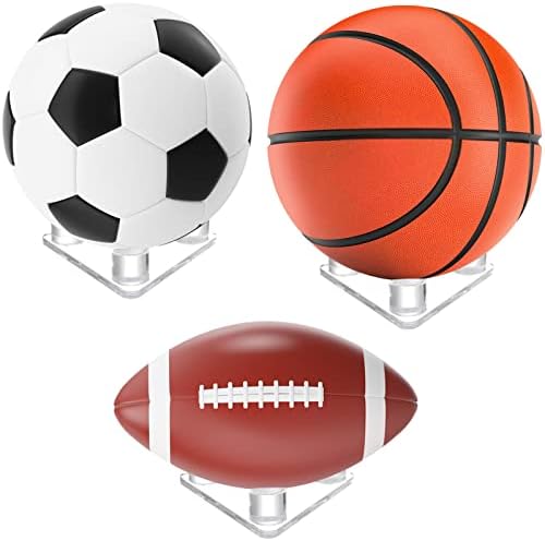 Tebery 4 Pack Acrylic Ball Stand Holder, Triangle Ball Display Stand Clear Display Rack For Basketball Football Football Football