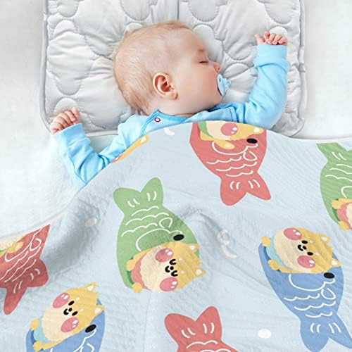 Swaddle Clail Cute Shiba Inu Dog лежеше памучно ќебе за новороденчиња, примање ќебе, лесен меко висино ќебе за креветчето, шетач, расадници, риба од крап, 30х40 во, сина боја