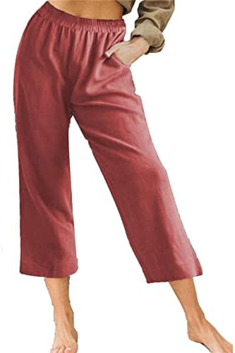 Maiyifu-GJ женски постелнина каприс јога панталони високи половини широки нозе удобни панталони