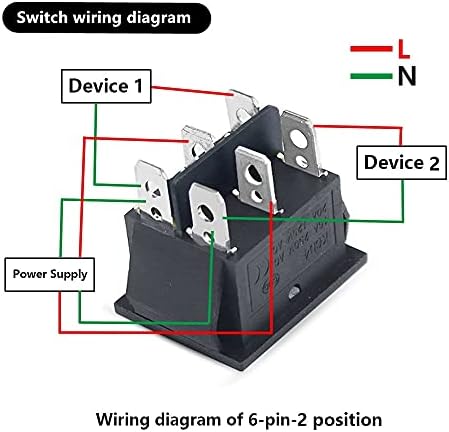 Lyvi KCD4 Rocker Switch Onf-Off 2 Позиција 4 пинови/6 пина Електрична опрема со светло прекинувач за прекинувач за прекинувач 16A