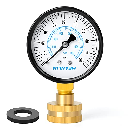 Мерка на мерка 0-100psi мерач на притисок на вода, 3/4 Femaleенски 2,5 Мерач на тестирање на притисок на вода за бирање на вода со прстен