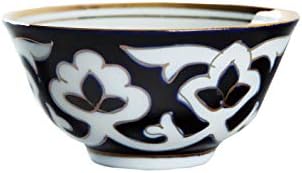 Комплет од 6 Узбекистански Цветни Чаши За Чај Од 7 Унци Темно Сина И Бела Керамика Од Узбекистан Традиционални Производи Кои