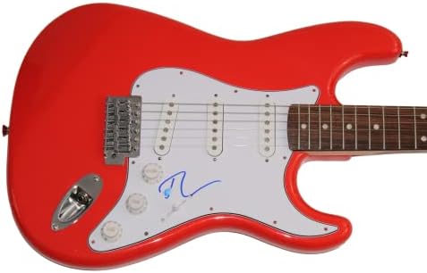 Tobey Maguire потпиша автограм со целосна големина црвена фендер Stratocaster Електрична гитара А w/James Spence Letter of Authenticity JSA COA-Оригиналниот