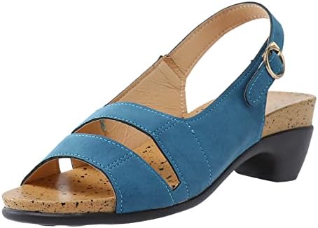 Широки сандали на Гуфесф за жени, жени обични клинови сандали удобни отворени пети ниски буци пета сандали