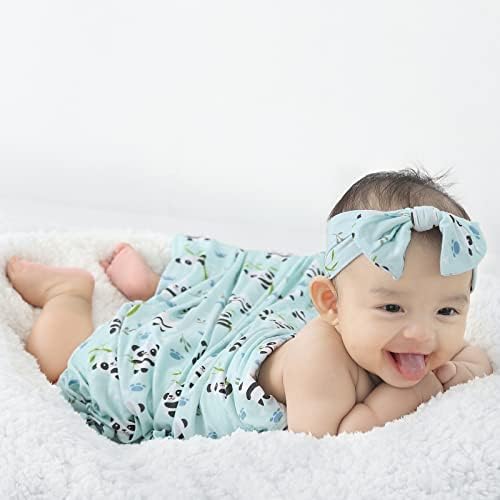 Малку jamjams Baby Swaddle Clain - Голема премија плетена вискоза од бамбус - завиткан завиткан, прием на ќебе и лента за глава, подарок
