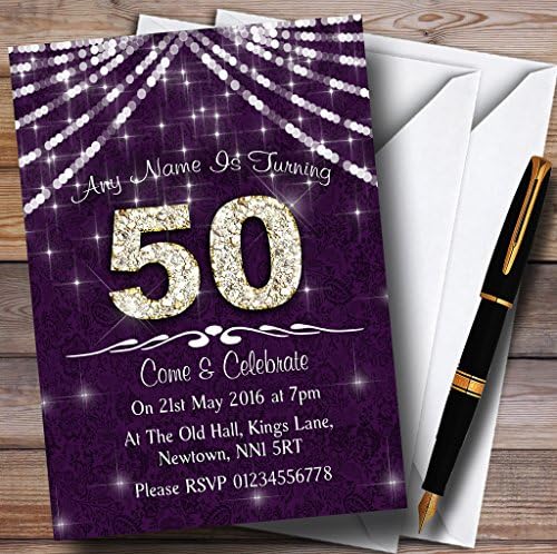 50-ти Виолетова &засилувач; Белата Блинг Искра Роденден Партија Персоналните Покани