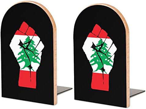 Подигната Тупаница Либанско Знаме Големи Дрвени Книги Модерни Декоративни Полици За Книги Држачи За Затворач На Биро За Биро Сет од 2