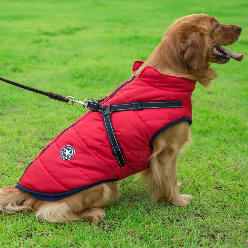 Голема јакна за домашни миленици со зимска зимска топла облека за кучиња за водоотпорен лабрадор во водоотпорна палто за кучиња