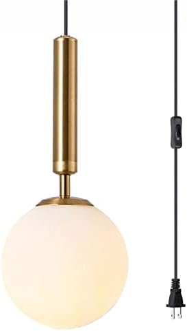 Светло за приврзоци на златен глобус со приклучок во стакло што виси ламба модерна таванот за приврзок светло со вклучен/исклучен прекинувач Индустриски приврзок