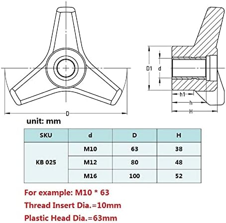 3-лобус Триаголник стрелка со пластично копче за стегање со M10 M12 M16 женска нишка)