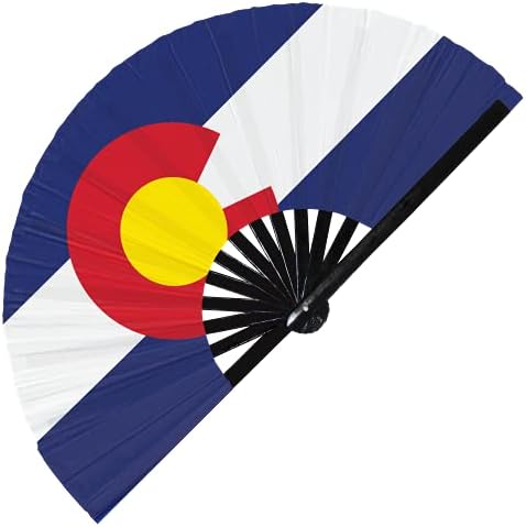 Знаме на колорадо Американски Државен Преклопен Рачен Вентилатор, Американски Држави Знаме Голем Бамбус Рачен Вентилатор, Најдобар Издржлив САТЕН УВ Бледнее Отпо