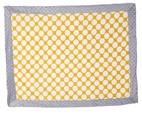 Бакати - жолти точки на Икат со сива граница 30 x 40 инчи кадифен ќебе за бебе или девојче, новороденче или новороденче примано ќебе за креветчето,