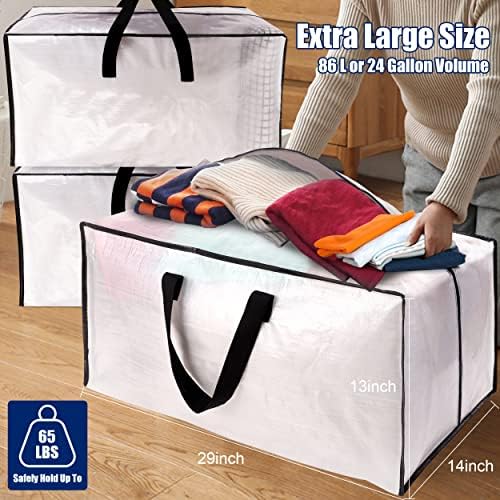 Удобно Семејство 8 Спакувајте Тешки Екстра Големи Торби За Движење Со Ремени За Ранци - Силни Рачки &засилувач; Патенти, Торби За Складирање