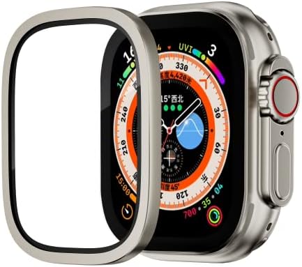 3 Пакет Дизајниран За Заштитник На Ултра Екран На Apple Watch, Калено Стакло+Рамка Од Легура На Алуминиум, Дизајниран За Ултра