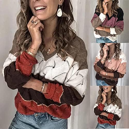 Pimelu v-вратот пулвер џемпери за жени, лабав џемпер лабава плетена џемпер врвна блуза