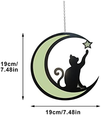 Внатрешна надворешна месечина Декорација на мачки Сјај во темниот светлечки висечки украс за врата дрвја Прозорец Прозорец за