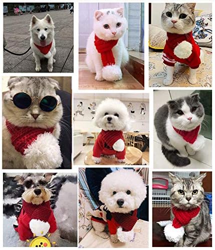 Ниула Божиќна куче плетена шамија со бела помпом топла бандана зимски празници додатоци за миленичиња маски за мали кучиња со