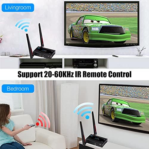Treaslin 4K безжичен HDMI предавател и приемник безжичен HDMI Extender целосна HD 200M поддршка 4K@30Hz, IR Далечински управувач за