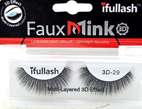 3D-29, 6 пара или 12 пара ifullash faux mink 3d ефект со повеќеслојни трепки