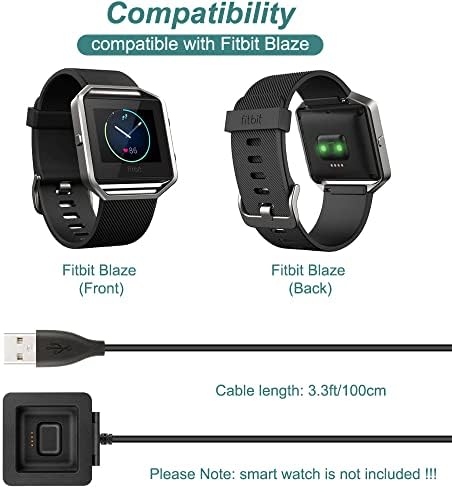Бакнеж Полнач За Fitbit Blaze, Адаптер ЗА Кабел За Полнење ЗА Полнење USB Кабел За Fitbit Blaze Smart Fitness Watch [2-Пакет, 3.3 ft/1m]