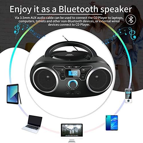 Пренослив Радио Цд Плеер Бумбокс со Bluetooth &засилувач; FM Радио, USB Mp3 Репродукција, Компактен Цд Плеер Радио Стерео Систем,