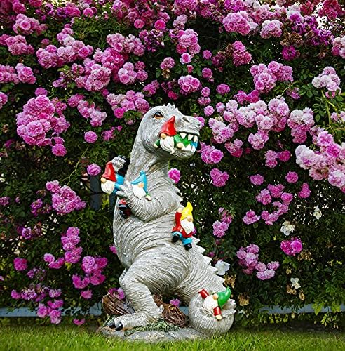 Статуа на градина Химавек, отворено декорација, диносаурус јаде гноми фигурини, затворен декор на отворено градинарска уметност за двор за