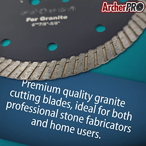 Archer Pro 6 in. Тесен турбо раб дијамантски лопати за сечење гранит, камен, asonидарски, контра-врвни плочи