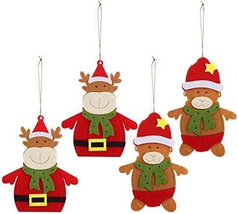 4 Парчиња Почувствуваа Убави Сребрени Кеси Изработени Декори Цртани Божиќни Приврзоци Домашен Декор За Прослава