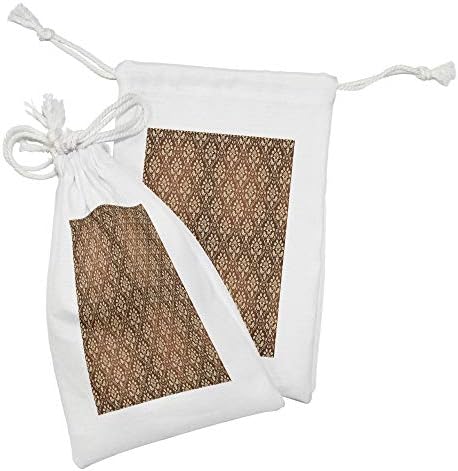 Лунарлива викторијанска ткаенина торбичка од 2, картуш шема цветни елементи гроздобер барокна шема украсна, мала торба за влечење за маски и