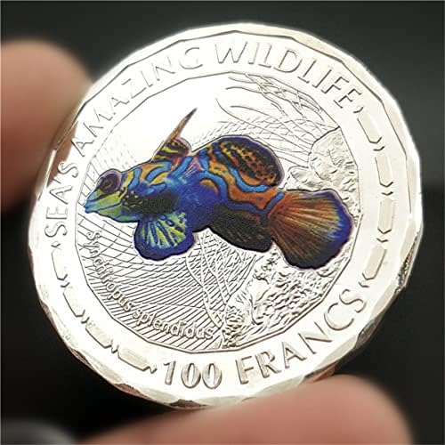 Животинска монета Конго Среќа тропска риба часовник подарок комеморативен монета комеморативен медал занаетчиски монети занаети колекционерски