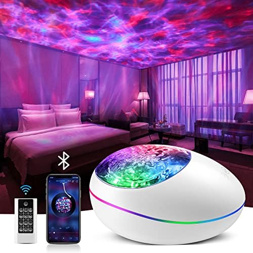 Мубарек Галакси Проектор Светла За Спална Соба Декор, 8 Бела Бучава + Bluetooth Звучник Ѕвезда Проектор Соба Светла, LED Таванот