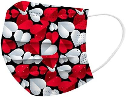 Jtckarpu 100Pack Valentines Face_Masks За Возрасни За Еднократна Употреба Денот На Вљубените Жени Одмор За Возрасни Со Срца За Подарок За Забава