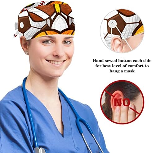 Муоум операција капа буфан капа работно капаче со копчиња и лакови за коса за жени, долга коса, фудбалска фудбалска кошарка