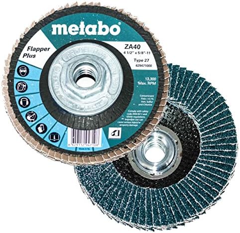 Метабо 629411000 4.5 x 5/8 - 11 флапер плус абразиви размавта дискови 80 решетки, 5 пакувања