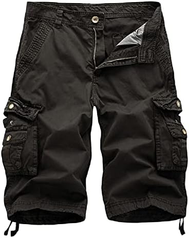 Машка памучна двојка мулти -џебови шорцеви лесни опуштени вклопувани товарни кратки обични воени панталони на отворено