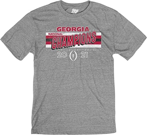 Сина 84 машки NCAA официјално лиценцирана од Georgiaорџија Булдогс Национален шампион Три-мешавина маица 2021-2022 Греј