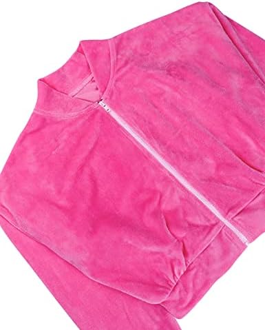 Flygo жени розови велур јакни со потта со целосни патенти за култури y2k кадифено џогер тренер